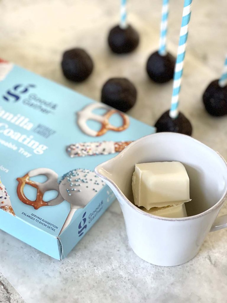 White chocolate squares for dipping date balls